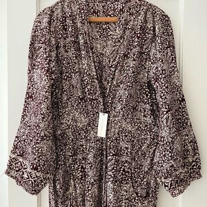 NWT Anthropologie / Nat by Natalie Martin Burgundy and Cream Maxi Dress